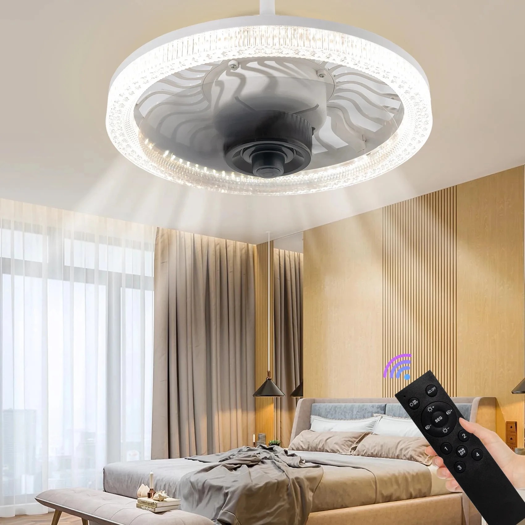 Smart Home Living Room - Inteligente led ventilador de teto luz
