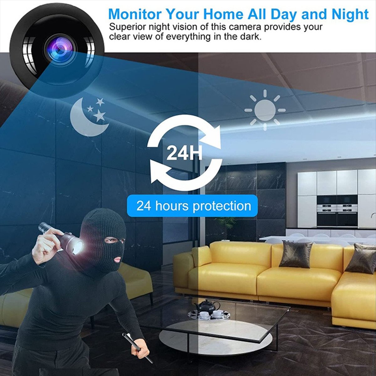 Smart Home Kamera - Estável-olho de peixe hd visão noturna