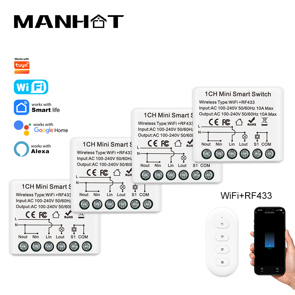 Smart Home Miniature - Interruptor Inteligente Mini WIFI 10A com
