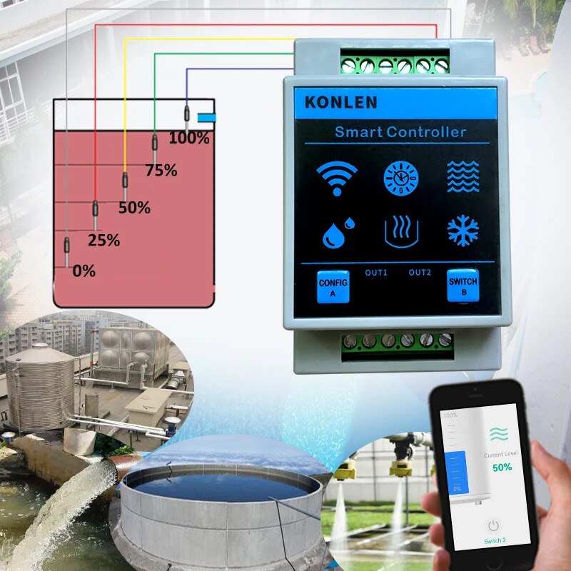 KONLEN Tuya Sensor De Nível De - Smart Home Water Level Sensor avaliação e preço